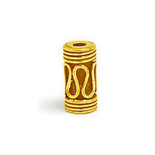 Bali Beads | Sterling Silver Vermeil-24k Gold Plated - Vermeil Barrel and Pipe Beads, 24K Gold Vermeil on Sterling Silver B1015V