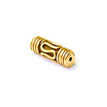 Bali Beads | Sterling Silver Vermeil-24k Gold Plated - Vermeil Barrel and Pipe Beads, 24K Gold Vermeil on Sterling Silver B1018V