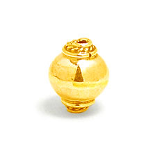 Bali Beads | Sterling Silver Vermeil-24k Gold Plated - Vermeil Plain Beads, 24K Gold Vermeil on Sterling Silver B4029V