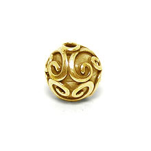 Bali Beads | Sterling Silver Vermeil-24k Gold Plated - Vermeil Round Beads, 24K Gold Vermeil on Sterling Silver B5004V