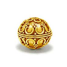 Bali Beads | Sterling Silver Vermeil-24k Gold Plated - Vermeil Round Beads, 24K Gold Vermeil on Sterling Silver B5035V 