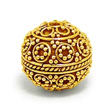 Bali Beads | Sterling Silver Vermeil-24k Gold Plated - Vermeil Round Beads, 24K Gold Vermeil on Sterling Silver B5044V 