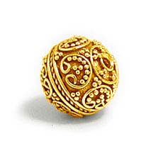 Bali Beads | Sterling Silver Vermeil-24k Gold Plated - Vermeil Round Beads, 24K Gold Vermeil on Sterling Silver B5047V 