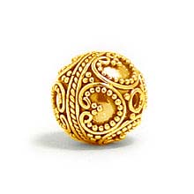 Bali Beads | Sterling Silver Vermeil-24k Gold Plated - Vermeil Round Beads, 24K Gold Vermeil on Sterling Silver B5049V 