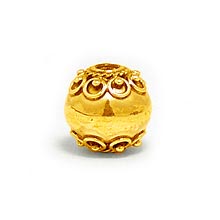 Bali Beads | Sterling Silver Vermeil-24k Gold Plated - Vermeil Round Beads, 24K Gold Vermeil on Sterling Silver B5062V 