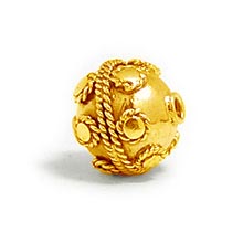 Bali Beads | Sterling Silver Vermeil-24k Gold Plated - Vermeil Round Beads, 24K Gold Vermeil on Sterling Silver B5063V 