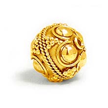 Bali Beads | Sterling Silver Vermeil-24k Gold Plated - Vermeil Round Beads, 24K Gold Vermeil on Sterling Silver B5071V 