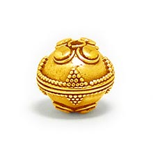 Bali Beads | Sterling Silver Vermeil-24k Gold Plated - Vermeil Round Beads, 24K Gold Vermeil on Sterling Silver B5075V 