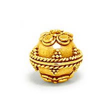 Bali Beads | Sterling Silver Vermeil-24k Gold Plated - Vermeil Round Beads, 24K Gold Vermeil on Sterling Silver B5076V 