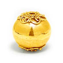 Bali Beads | Sterling Silver Vermeil-24k Gold Plated - Vermeil Round Beads, 24K Gold Vermeil on Sterling Silver B5078V 