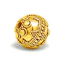 Bali Beads | Sterling Silver Vermeil-24k Gold Plated - Vermeil Round Beads, 24K Gold Vermeil on Sterling Silver B5079V 