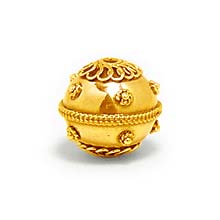 Bali Beads | Sterling Silver Vermeil-24k Gold Plated - Vermeil Round Beads, 24K Gold Vermeil on Sterling Silver B5080V 