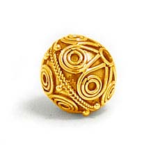 Bali Beads | Sterling Silver Vermeil-24k Gold Plated - Vermeil Round Beads, 24K Gold Vermeil on Sterling Silver B5092V 