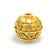 Bali Beads | Sterling Silver Vermeil-24k Gold Plated - Vermeil Round Beads, 24K Gold Vermeil on Sterling Silver B5094V 