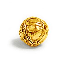 Bali Beads | Sterling Silver Vermeil-24k Gold Plated - Vermeil Round Beads, 24K Gold Vermeil on Sterling Silver B5095V