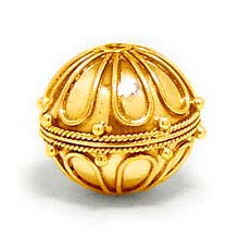 Bali Beads | Sterling Silver Vermeil-24k Gold Plated - Vermeil Round Beads, 24K Gold Vermeil on Sterling Silver B5096V