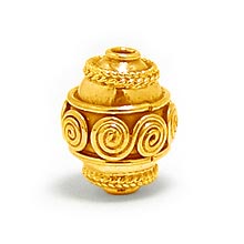 Bali Beads | Sterling Silver Vermeil-24k Gold Plated - Vermeil Round Beads, 24K Gold Vermeil on Sterling Silver B5101V 