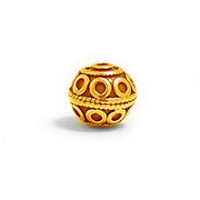 Bali Beads | Sterling Silver Vermeil-24k Gold Plated - Vermeil Round Beads, 24K Gold Vermeil on Sterling Silver B5106V 