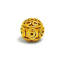 Bali Beads | Sterling Silver Vermeil-24k Gold Plated - Vermeil Round Beads, 24K Gold Vermeil on Sterling Silver B5111V 