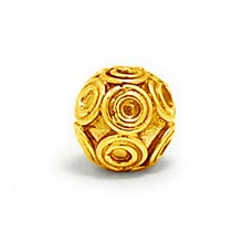 Bali Beads | Sterling Silver Vermeil-24k Gold Plated - Vermeil Round Beads, 24K Gold Vermeil on Sterling Silver B5112V 