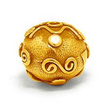 Bali Beads | Sterling Silver Vermeil-24k Gold Plated - Vermeil Round Beads, 24K Gold Vermeil on Sterling Silver B5120V 