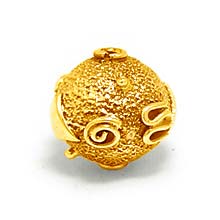 Bali Beads | Sterling Silver Vermeil-24k Gold Plated - Vermeil Round Beads, 24K Gold Vermeil on Sterling Silver B5122V 