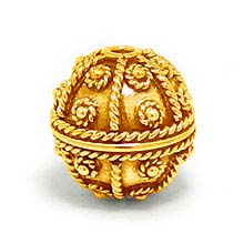 Bali Beads | Sterling Silver Vermeil-24k Gold Plated - Vermeil Round Beads, 24K Gold Vermeil on Sterling Silver B5123V 