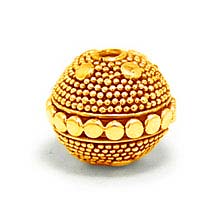 Bali Beads | Sterling Silver Vermeil-24k Gold Plated - Vermeil Round Beads, 24K Gold Vermeil on Sterling Silver B5132V 