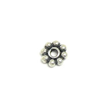 1x BALI OXIDIZED STERLING SILVER FLOWER FILIGREE ROUND SPACER BEAD 18mm J157 