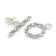 Bali Silver Toggles and Claps - Twisted Wire Toggles